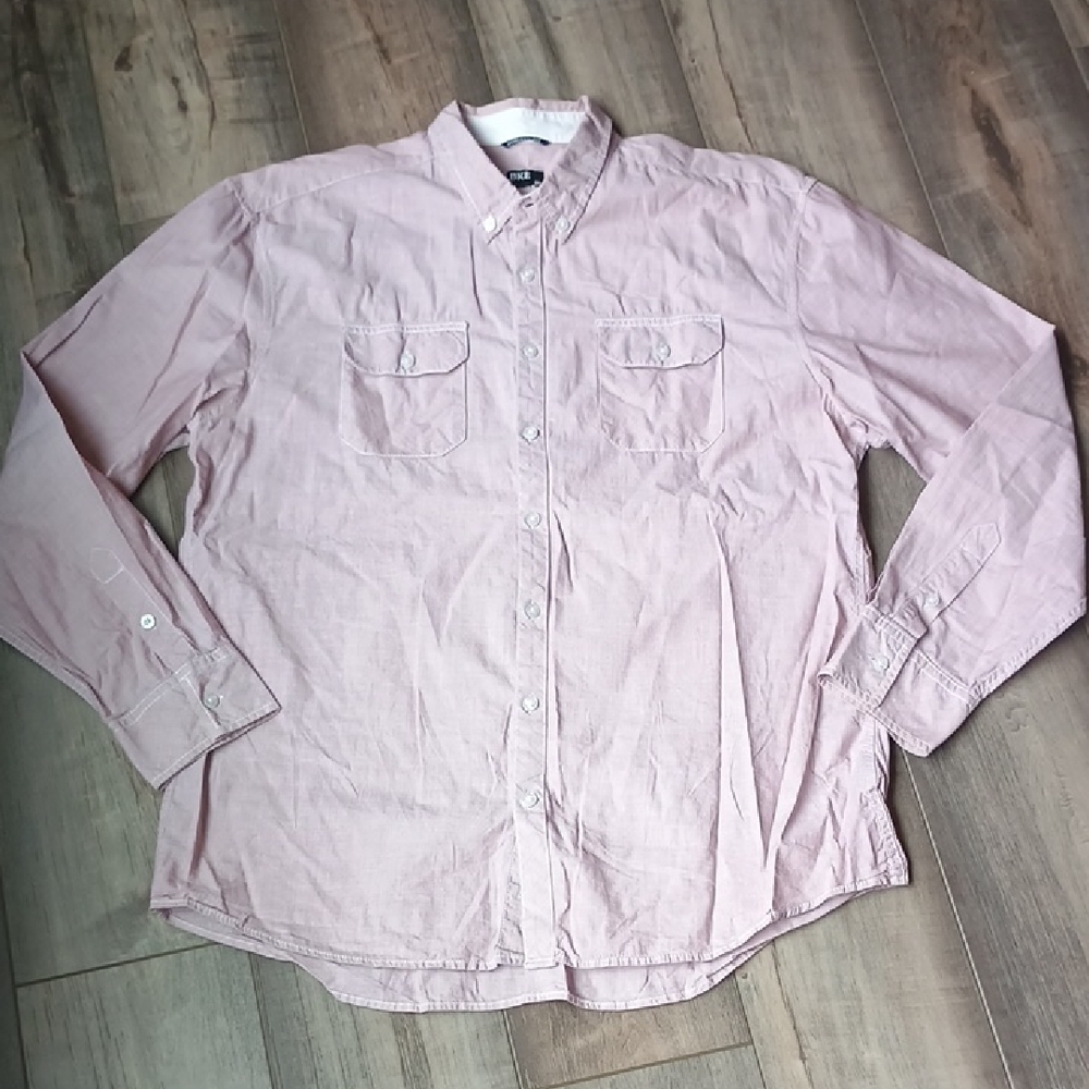 Casual Light Pink Button-Down Shirt for Men